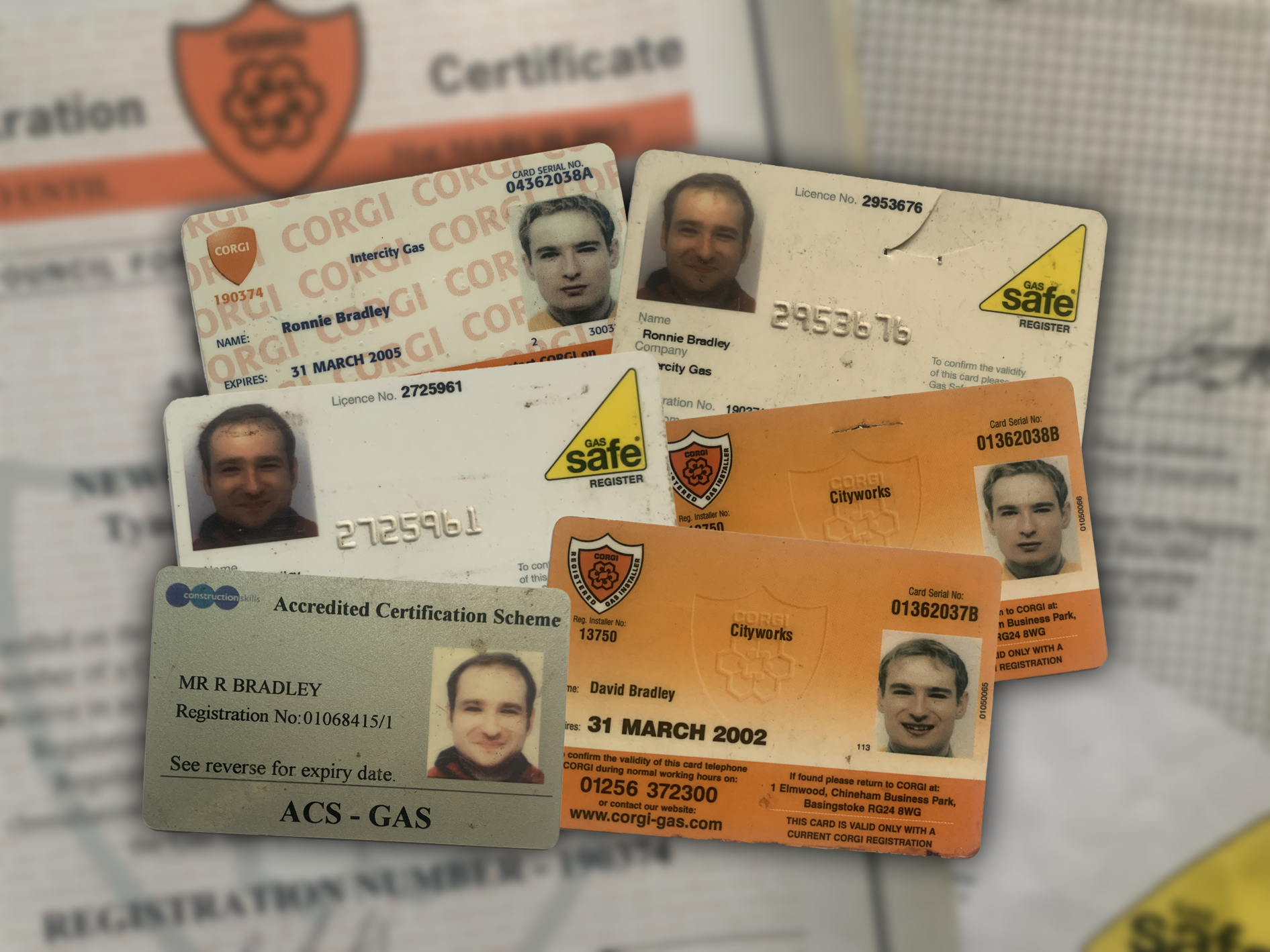 Gas registration cards and industry certificates